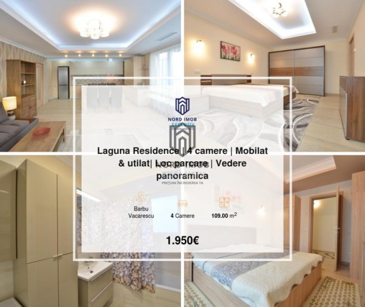  Laguna Residence | 4 camere | Mobilat & utilat| Loc parcare | Vedere panoramica