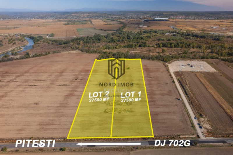 Vanzare teren 55.000 mp | Deschidere  180 m la DJ 702G | La 20 km de Pitesti