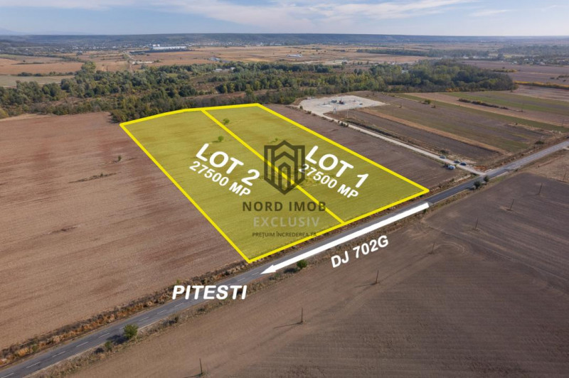 Vanzare teren 55.000 mp | Deschidere  180 m la DJ 702G | La 20 km de Pitesti