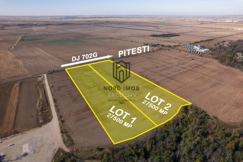 Vanzare teren 55.000 mp | Deschidere  180 m la DJ 702G | La 20 km de Pitesti