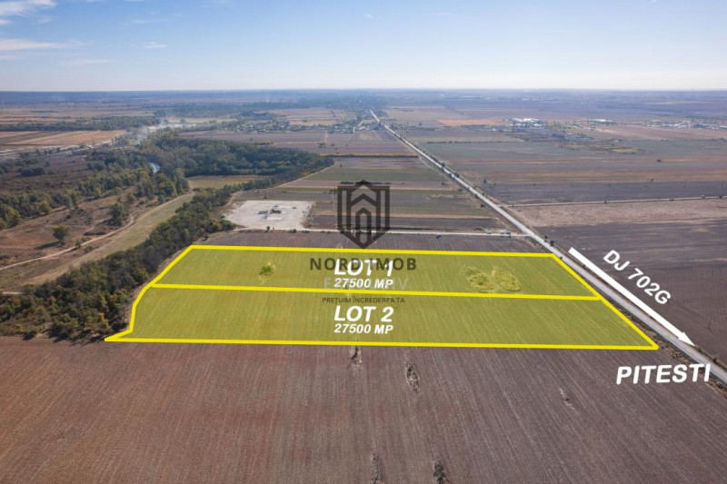 Vanzare teren 55.000 mp | Deschidere  180 m la DJ 702G | La 20 km de Pitesti