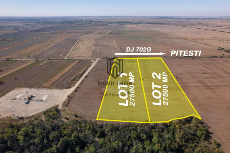 Vanzare teren 55.000 mp | Deschidere  180 m la DJ 702G | La 20 km de Pitesti