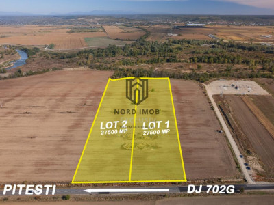 Vanzare teren 55.000 mp | Deschidere  180 m la DJ 702G | La 20 km de Pitesti
